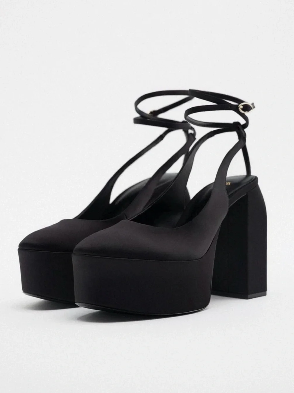 ZARA HIGH HEEL PLATFORM SLINGBACK SHOES BLACK